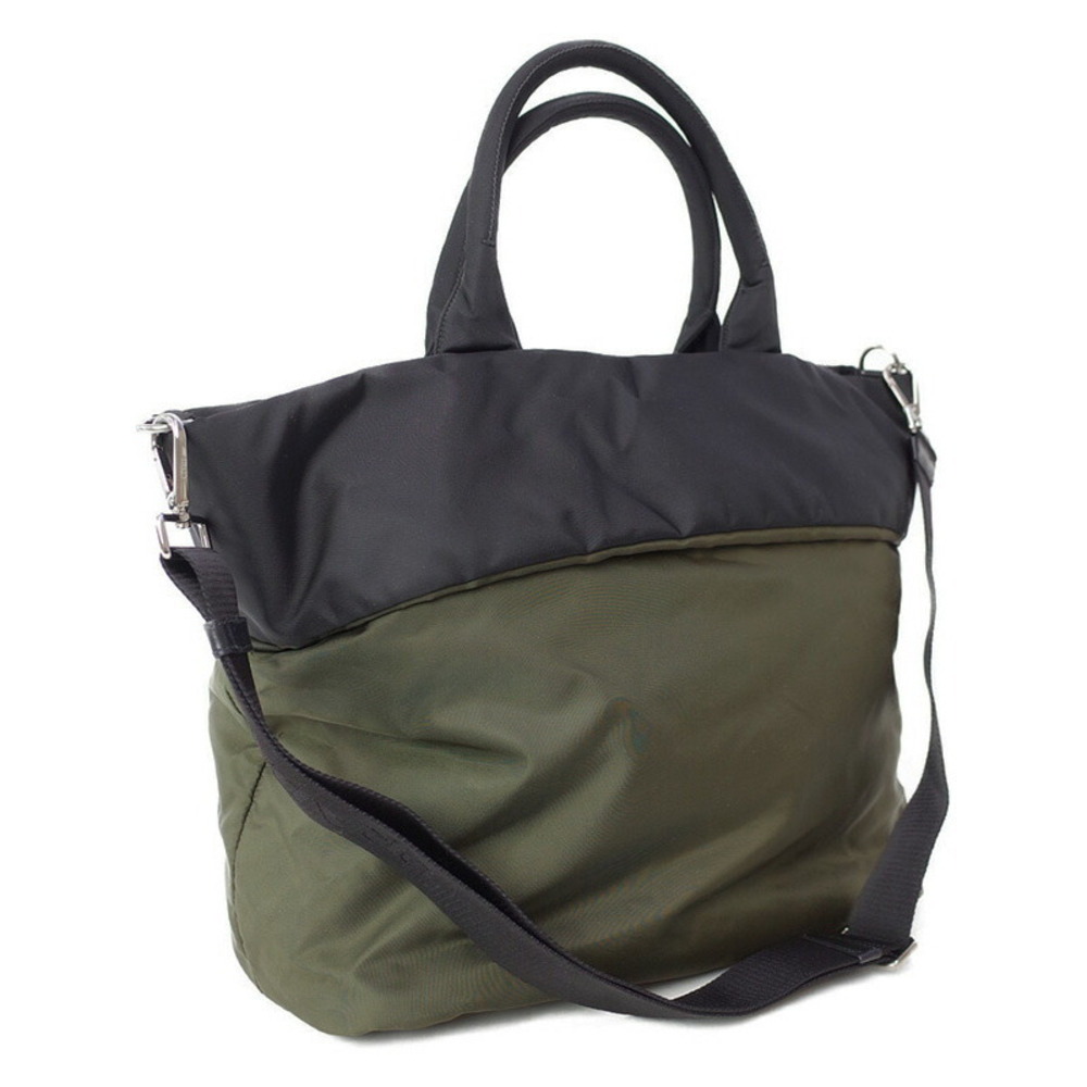 Prada khaki top Bag Reversible black Tote nylon Tessuto green